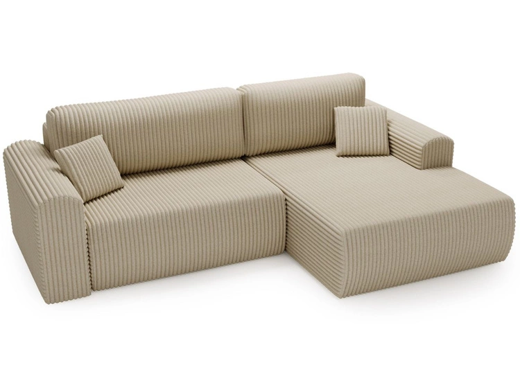 Ecksofa mit Schlaffunktion und Bettkasten Belvio rechts Beige