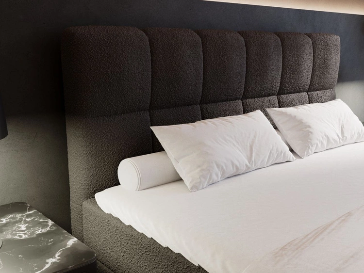 Boxspringbett mit Bettkasten 180x200 Bouclé-Stoff Alicante Schwarz