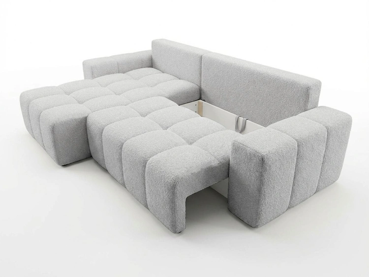 Ecksofa L-Form mit Schlaffunktion und Bettkasten Bresso Grau