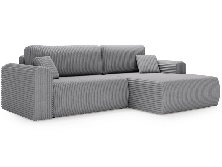 Ecksofa mit Schlaffunktion und Bettkasten Belvio rechts Hellgrau