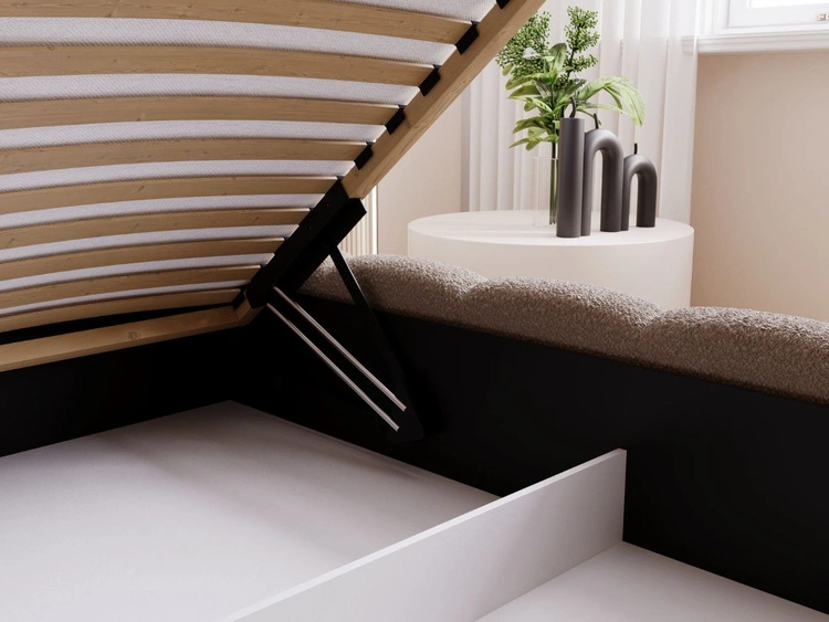 Polsterbett mit Bettkasten und Lattenrost 160x200 Cloud Low Bouclé-Stoff Braun