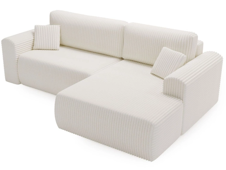 Ecksofa mit Schlaffunktion und Bettkasten Belvio rechts Creme