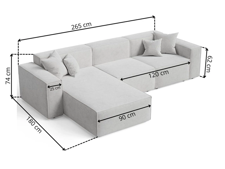 Ecksofa L-Form Links Arizona Grau