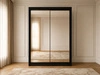 Schiebetürenschrank 150 cm mit Spiegel und LED-Beleuchtung Luzio Schwarz