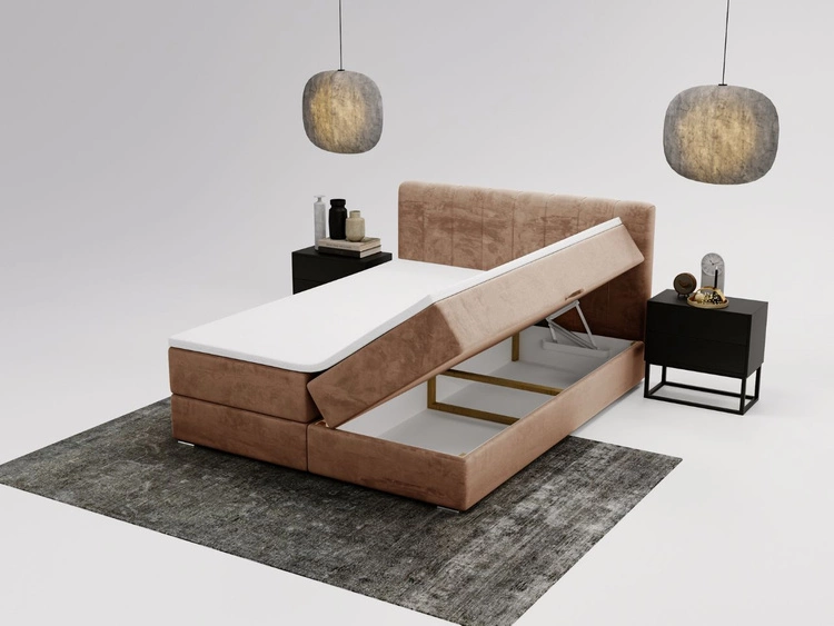 Boxspringbett mit Bettkasten 180x200 Forte Beige
