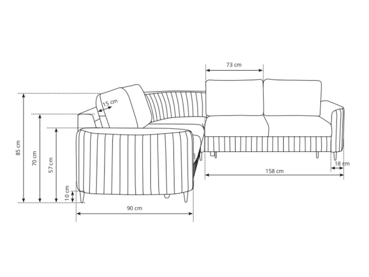 Ecksofa L-Form Rechts mit Schlaffunktion und Bettkasten Limon Beige