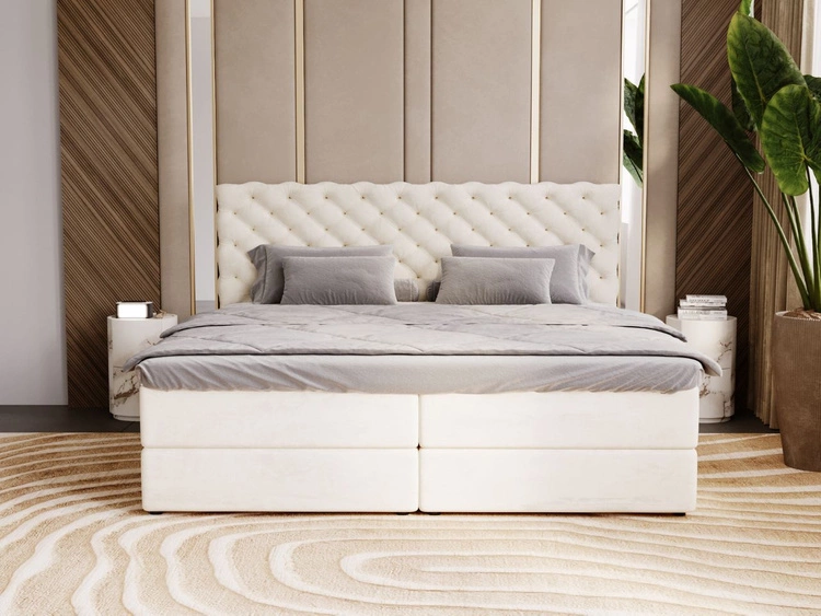 Boxspringbett mit Bettkasten 140x200 Bergamo Beige
