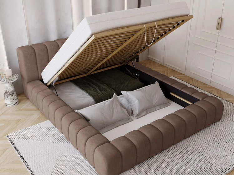 Polsterbett mit Bettkasten und Lattenrost 120x200 Italia Braun