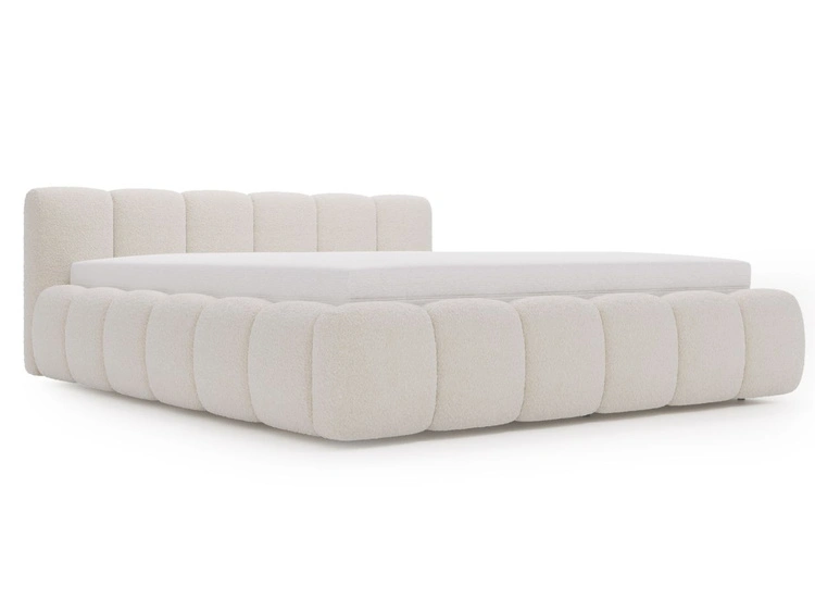 Polsterbett ohne Bettkasten mit Lattenrost 140x200 Cloud Low aus Bouclé-Stoff Beige