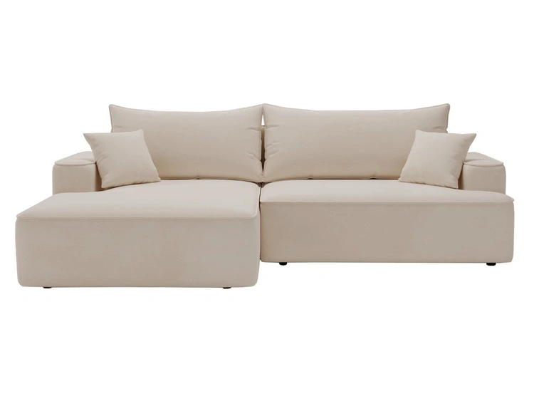 Ecksofa L-Form Links mit Schlaffunktion und Bettkasten California Beige