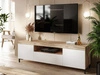 Wohnzimmer-Set – TV-Schrank und Kommode auf schwarzen Füßen Asumi Weiß und Eiche Wotan