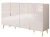 Viertürige Kommode 158 cm Glamour-Stil auf goldfarbenen Metallbeinen Lunelie Kaschmirglanz
