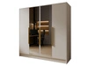 Kleiderschrank mit Spiegel 200 cm Lucca Kaschmir mit goldenen Griffen