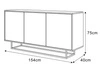 Drehtür-Kommode 154 cm im Glamour-Stil auf schwarzem Gestell Vivance Weiß Hochglanz