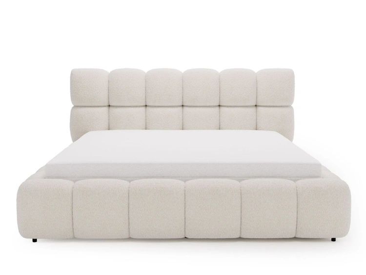 Polsterbett mit Bettkasten und Lattenrost 160x200 Modo aus Bouclé-Stoff Beige