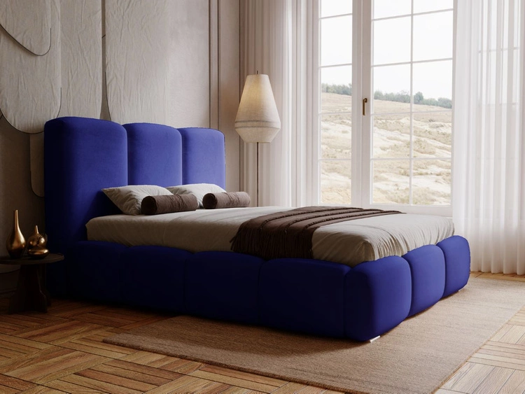 Polsterbett mit Bettkasten und Lattenrost 200x200 Bubble Blau