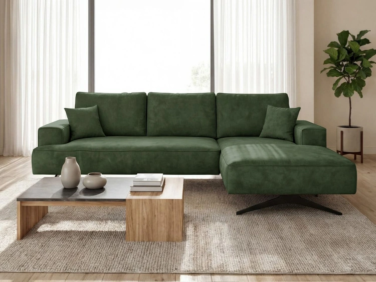 Ecksofa L-Form auf Metallbeinen Leto Rechts Grün