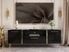 TV-Schrank im Glamour-Stil mit Schränken und Schublade Lunelie Schwarz Hochglanz