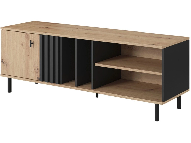 TV-Lowboard mit Türen Malone Artisan Eiche, Schwarz