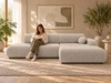 Ecksofa L-Form mit Schlaffunktion und Bettkasten Lisso Rechts Cremefarben