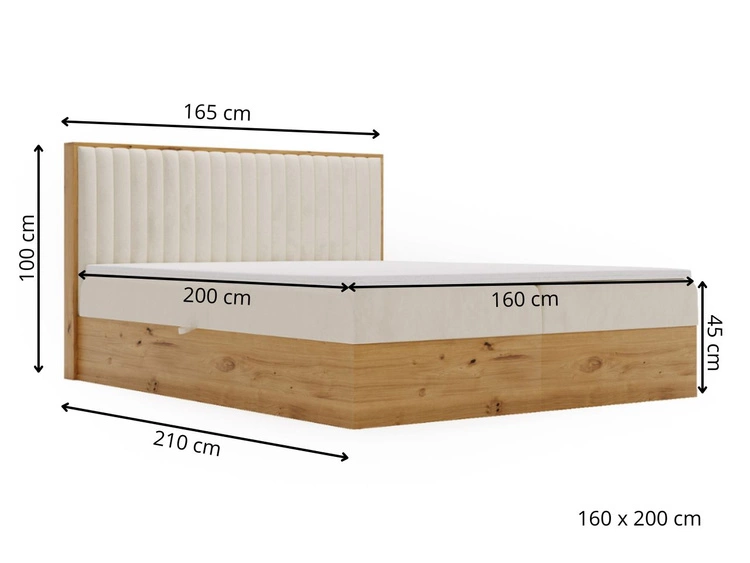 Boxspringbett mit Bettkasten 160x200 Forest Beige