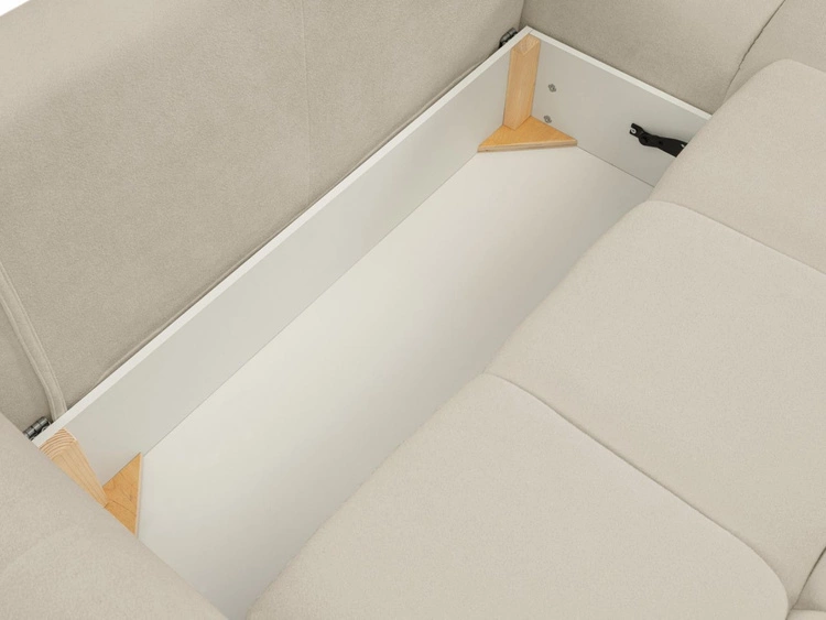 Ecksofa L-Form mit Schlaffunktion und Bettkasten Bene Beige