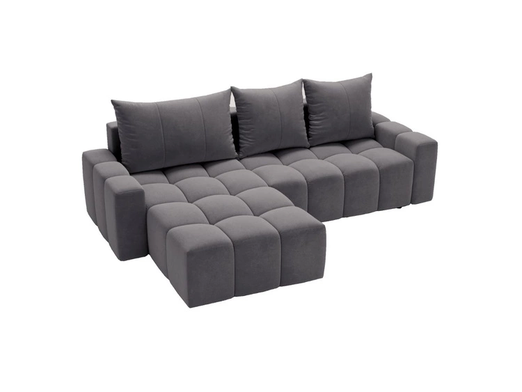 Ecksofa L-Form mit Schlaffunktion und Bettkasten Bresso Grau