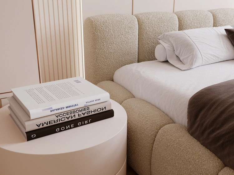 Polsterbett mit Bettkasten und Lattenrost 200x200 Cloud Low Bouclé-Stoff Dunkelbeige