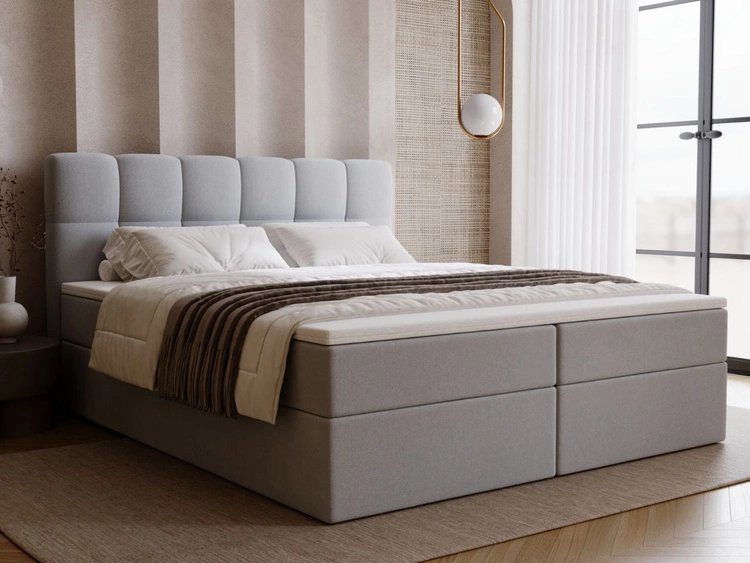 Boxspringbett mit Bettkasten 140x200 Maison Grau