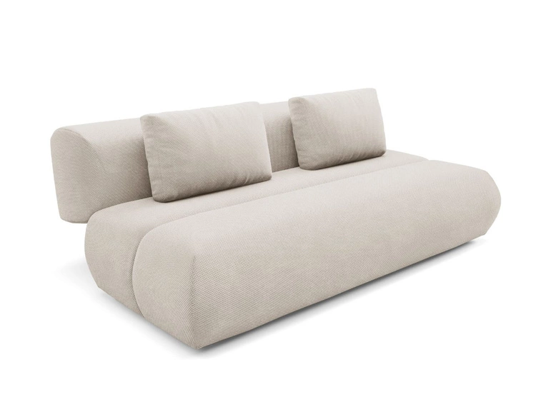 Schlafsofa mit verstellbarer Rückenlehne, Schlaffunktion und Bettkasten Figo Beige