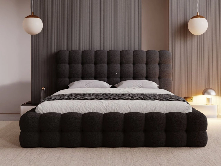 Polsterbett mit Bettkasten und Lattenrost 200x200 Twist Schwarz