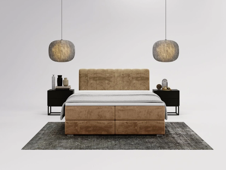Boxspringbett mit Bettkasten 160x200 Forte Beige