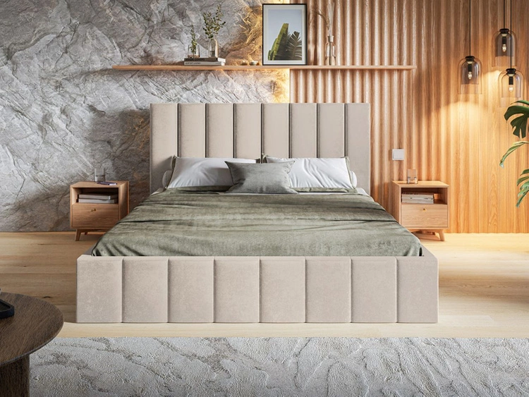 Polsterbett mit Bettkasten und Lattenrost 140x200 Siena Beige