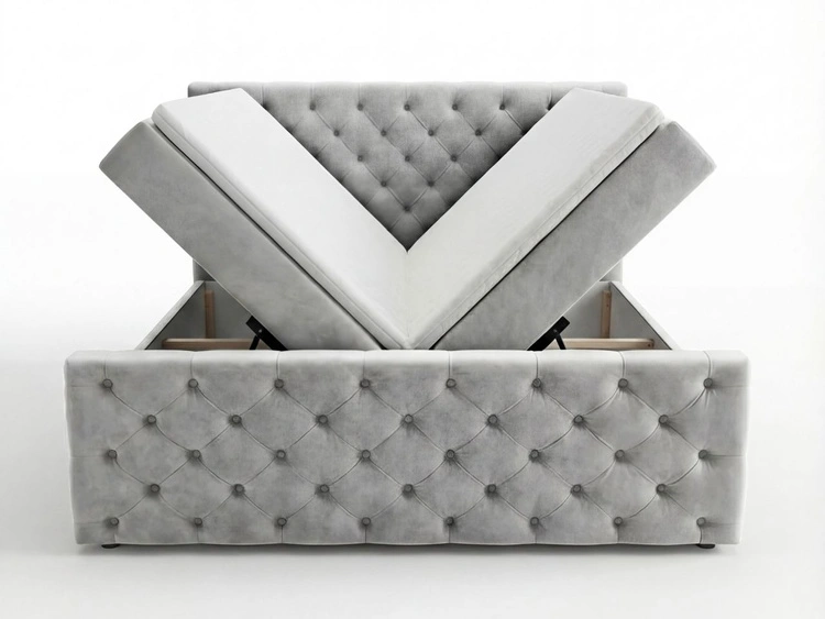Boxspringbett mit Bettkasten 160x200 Montego Hellgrau