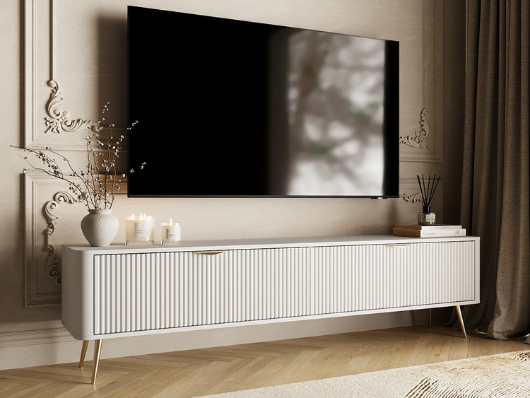 TV-Lowboard mit Türen 200 cm Latina Weiß
