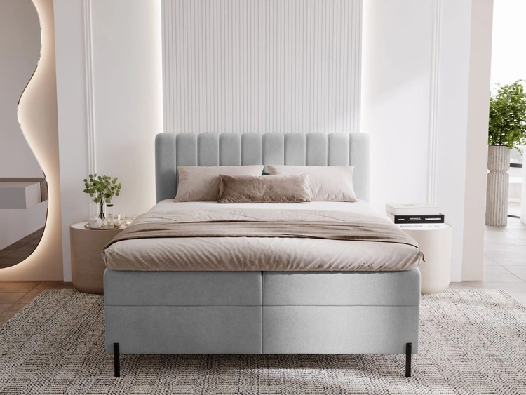 Boxspringbett mit Bettkasten 120x200 Primavera Hellgrau