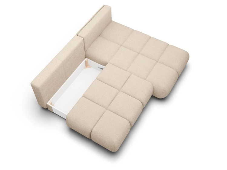 Ecksofa mit Schlaffunktion und Bettkasten Rechts Milet Beige