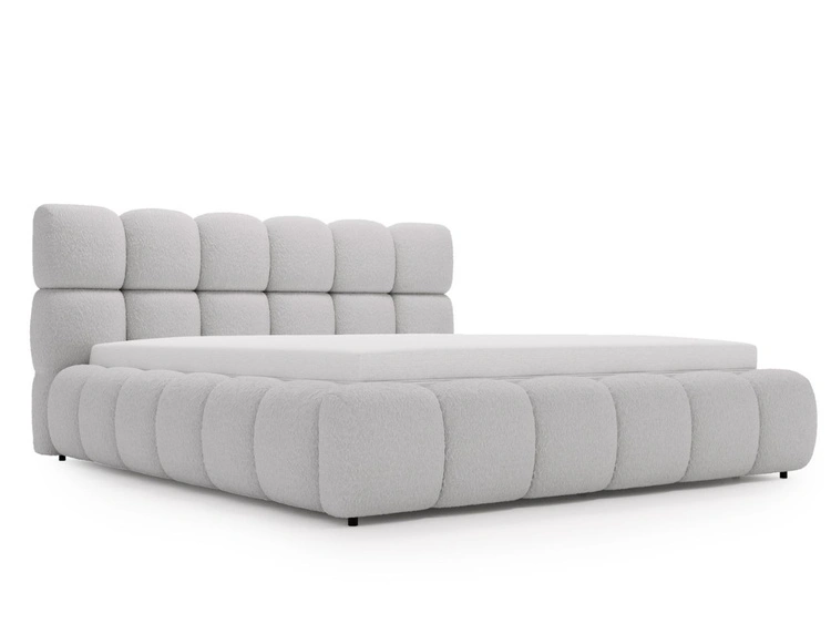 Polsterbett mit Bettkasten und Lattenrost 160x200 Modo aus Bouclé-Stoff Grau