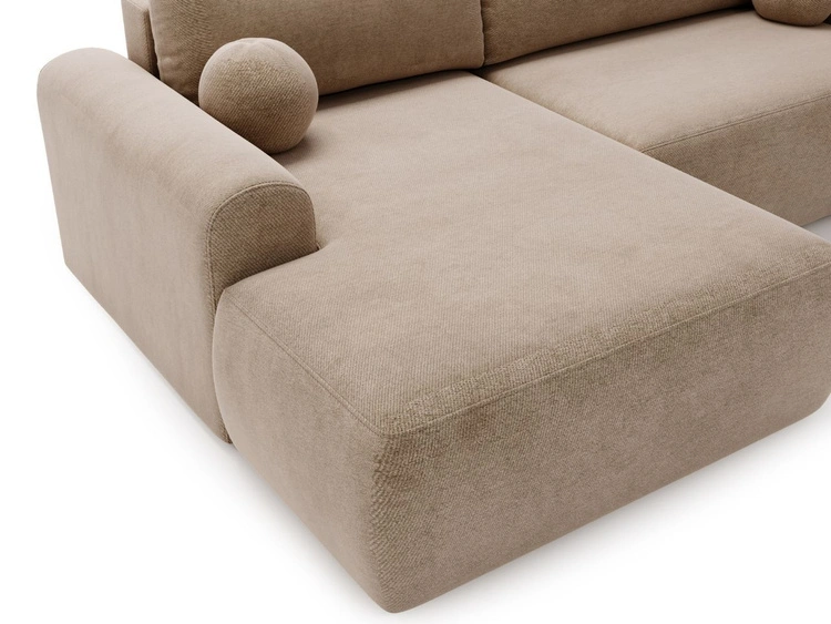 Ecksofa L-Form mit Schlaffunktion und Bettkasten Savana Links Dunkelbeige