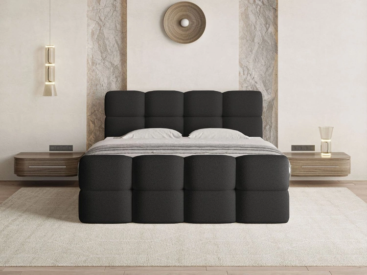 Boxspringbett mit Bettkasten 180x200 Rivon Schwarz