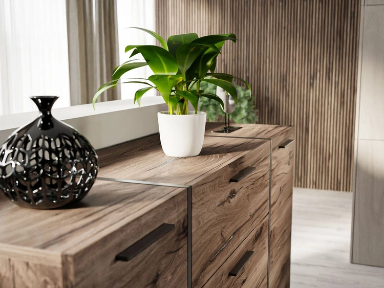 Wohnzimmer-Set im Loft-Stil auf Beinen Lunelie Eiche Flagstaff