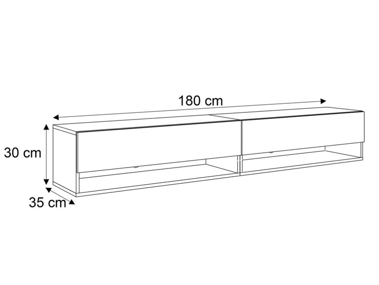 Hänge TV-Schrank 180 cm für Wohnzimmer mit LED-Beleuchtung Aurelie Artisan Eiche