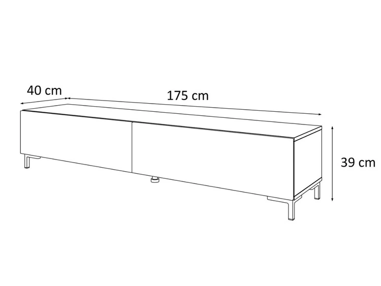 TV-Lowboard auf goldenen Beinen 175 cm mit LED-Beleuchtung Sorelle Schwarz Matt