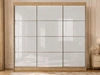 Schiebetürenschrank mit Sprossen 250 cm mit LED-Beleuchtung Ponti Eiche Sonoma, Weiß