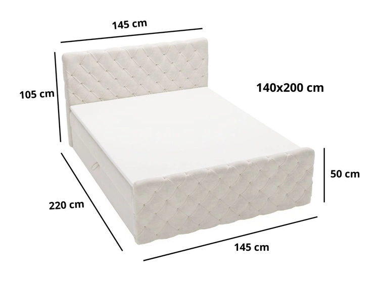 Boxspringbett mit Bettkasten 140x200 Lunaris Schwarz