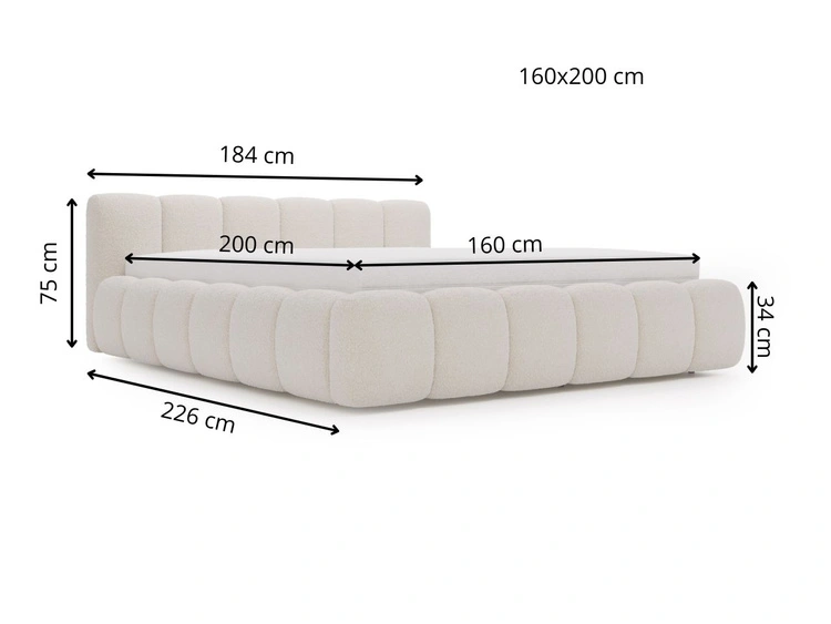 Polsterbett ohne Bettkasten mit Lattenrost 160x200 Cloud Low aus Bouclé-Stoff Braun
