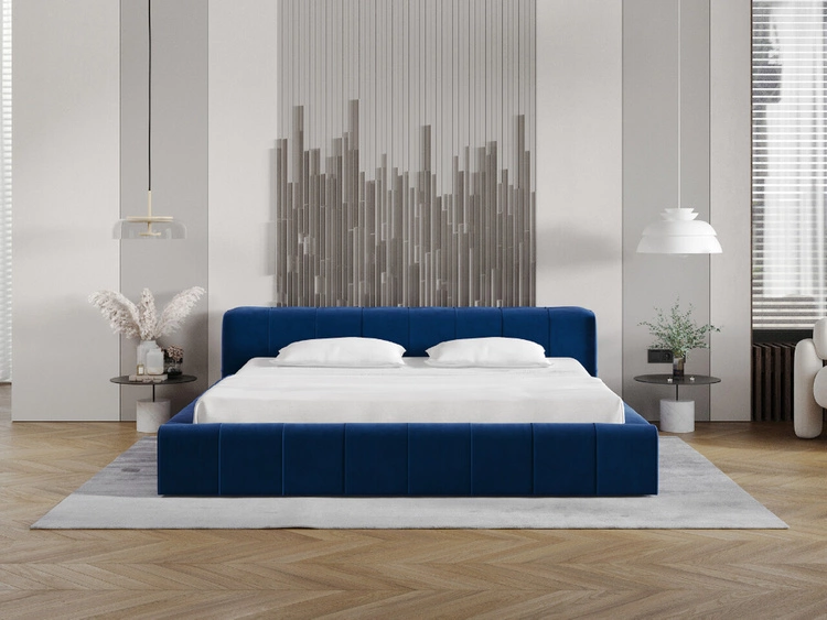 Polsterbett mit Bettkasten und Lattenrost 120x200 Lipari Blau