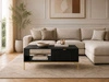 Couchtisch mit Stauraum Amber Schwarz, Gold Frame