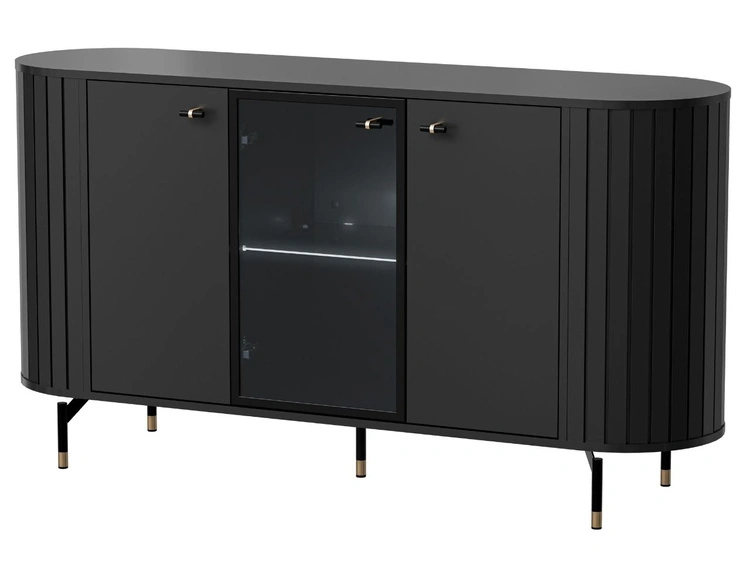 Möbel-Set für Wohnzimmer Soria Schwarz mat