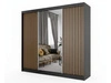 Schiebetürenschrank mit Spiegel und Lamellen 250 cm Loreto Schwarz